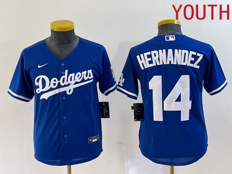 Youth Los Angeles Dodgers #14 Hernandez Blue Nike Game 2023 MLB Jerseys